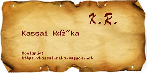 Kassai Réka névjegykártya